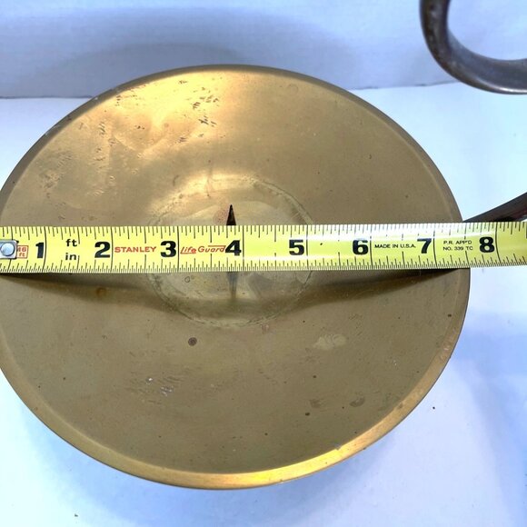 Brass Chamber Pillar Candle Holder Scroll Swirl Handle Colonial Style Vintage - Picture 5 of 7